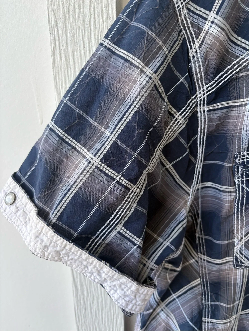 BKE Athletic Fit Plaid Pearl Snap Shirt